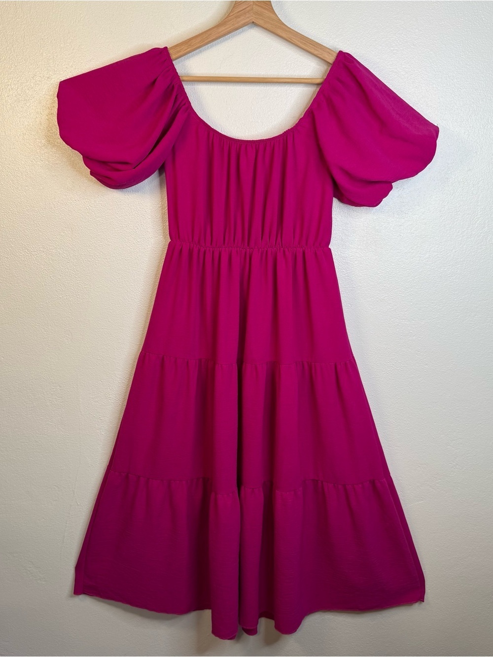 See You Monday Scoop Neck Off the Shoulder Dress, Bubble Sleeves Womens Size XS